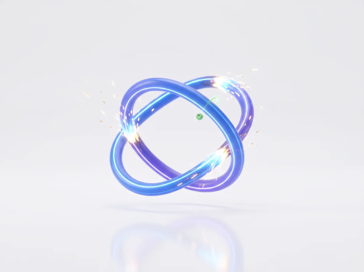 A glowing loop of light absorbing golden sparks of feedback and growing brighter